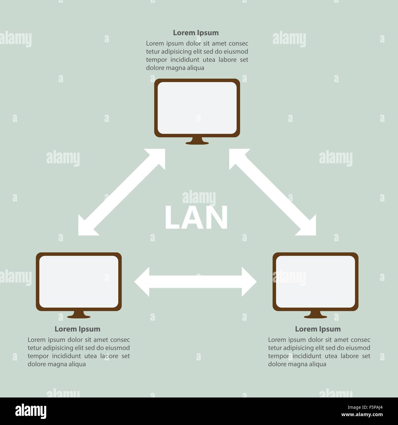 Rete per area locale LAN modello infografico, vettore EPS10 Illustrazione Vettoriale