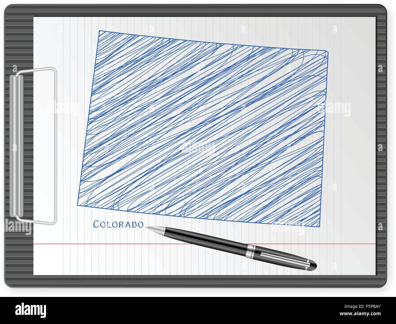 Appunti con disegno mappa di Colorado. Illustrazione Vettoriale. Illustrazione Vettoriale