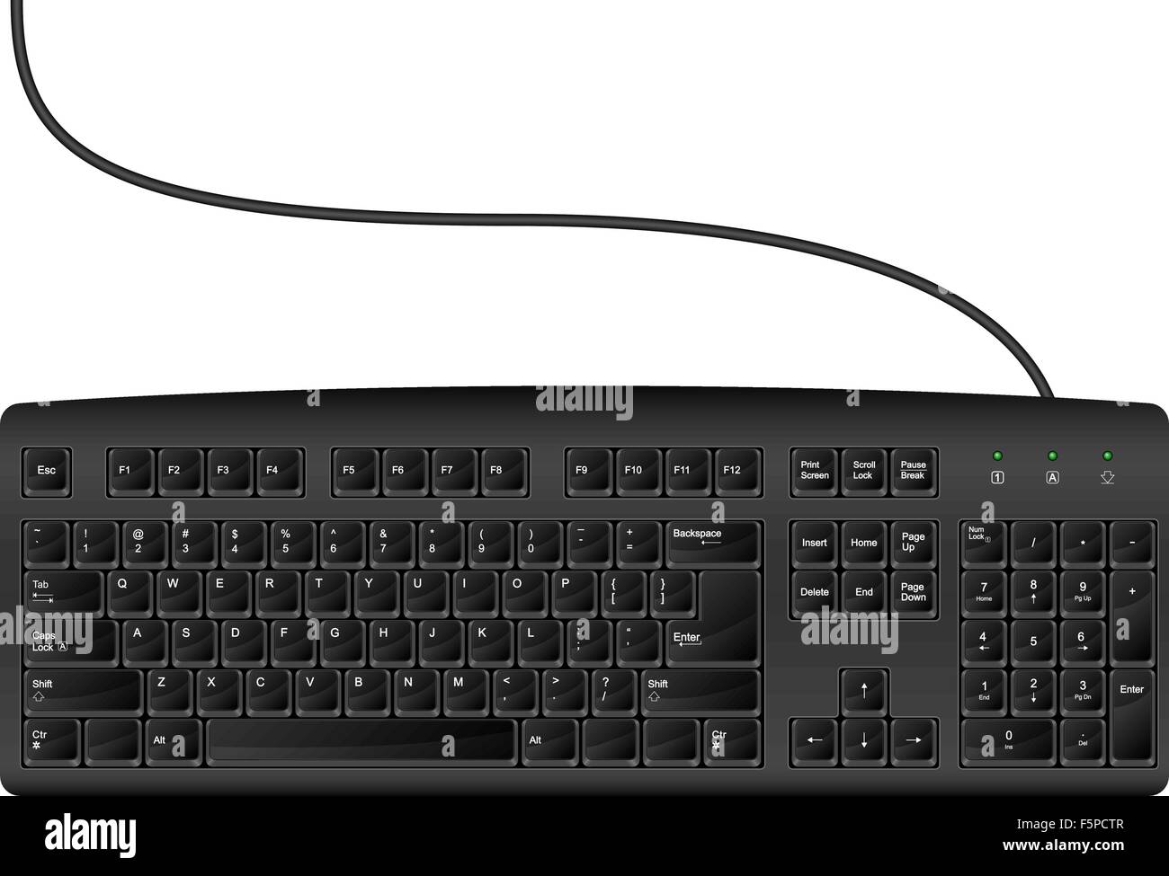 Tastiera per computer su uno sfondo bianco. Illustrazione Vettoriale. Illustrazione Vettoriale