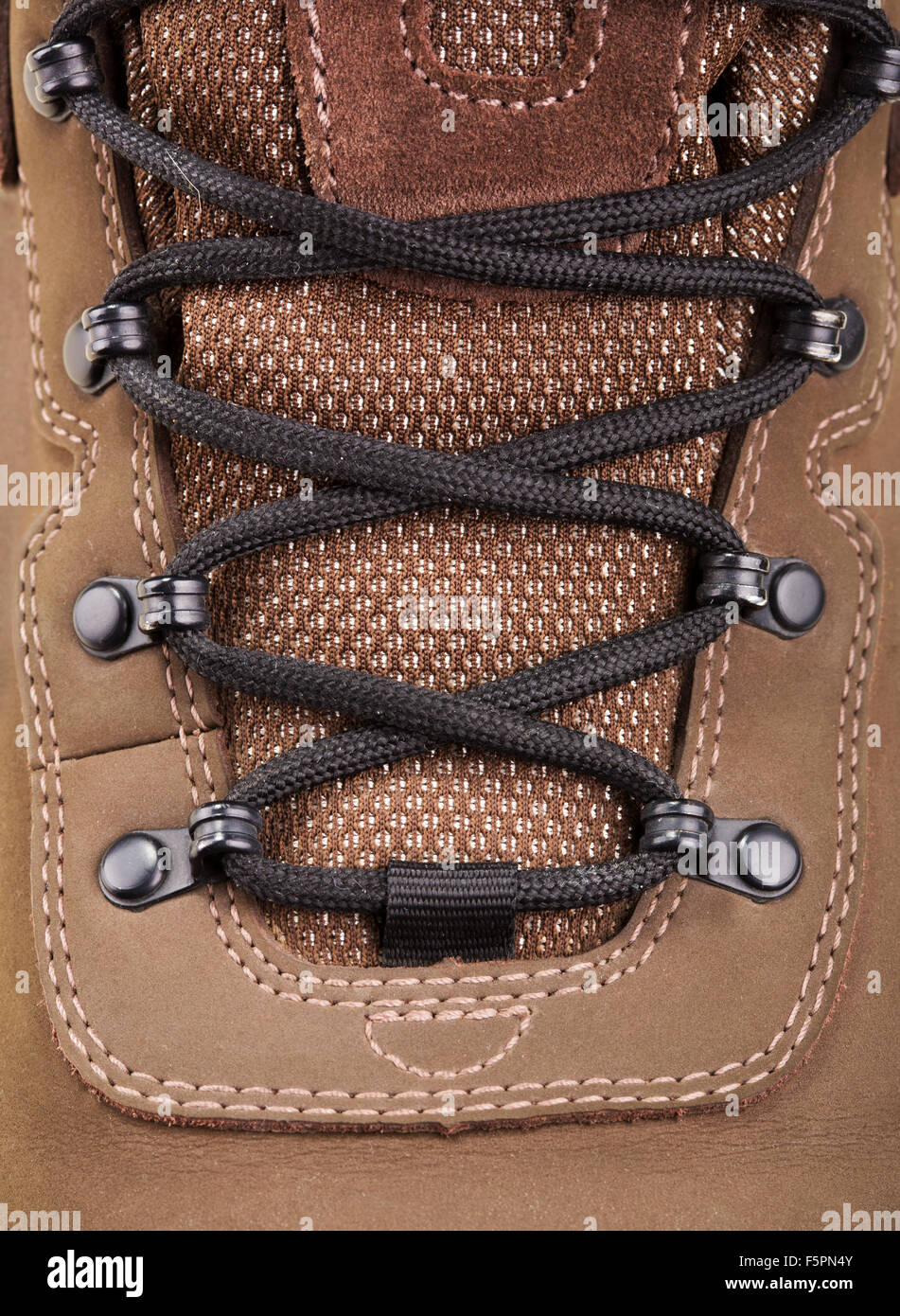 Vista ingrandita di escursionismo boot Foto Stock
