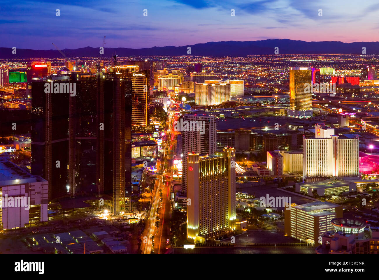 Una veduta aerea della Strip di Las Vegas Foto Stock