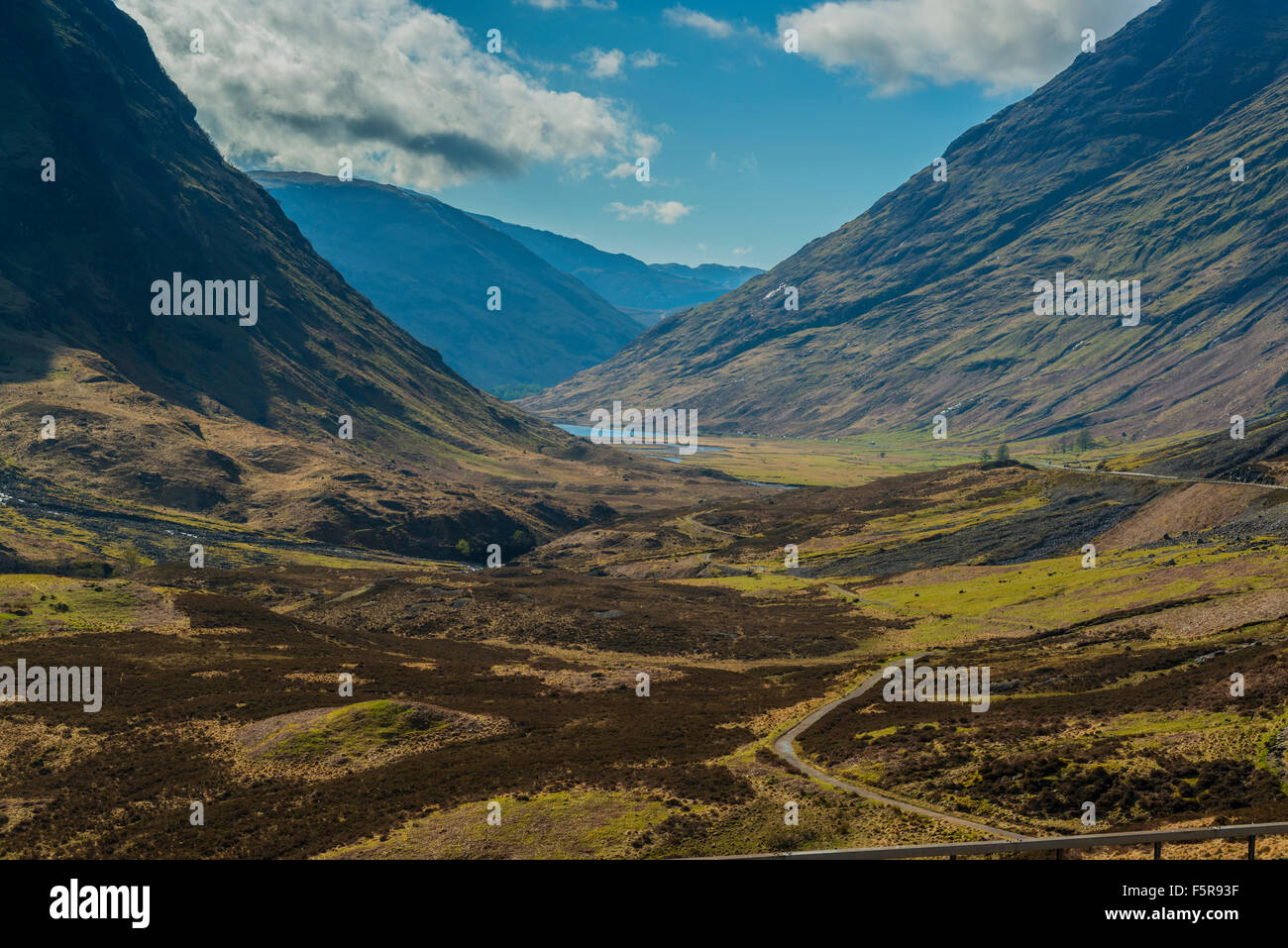 Glen Coe Gleann Comhann nelle Highlands scozzesi Foto Stock