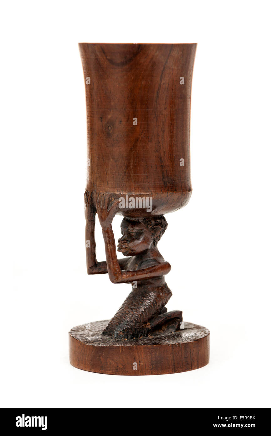 Vintage africani in legno intagliato bicchiere Foto Stock