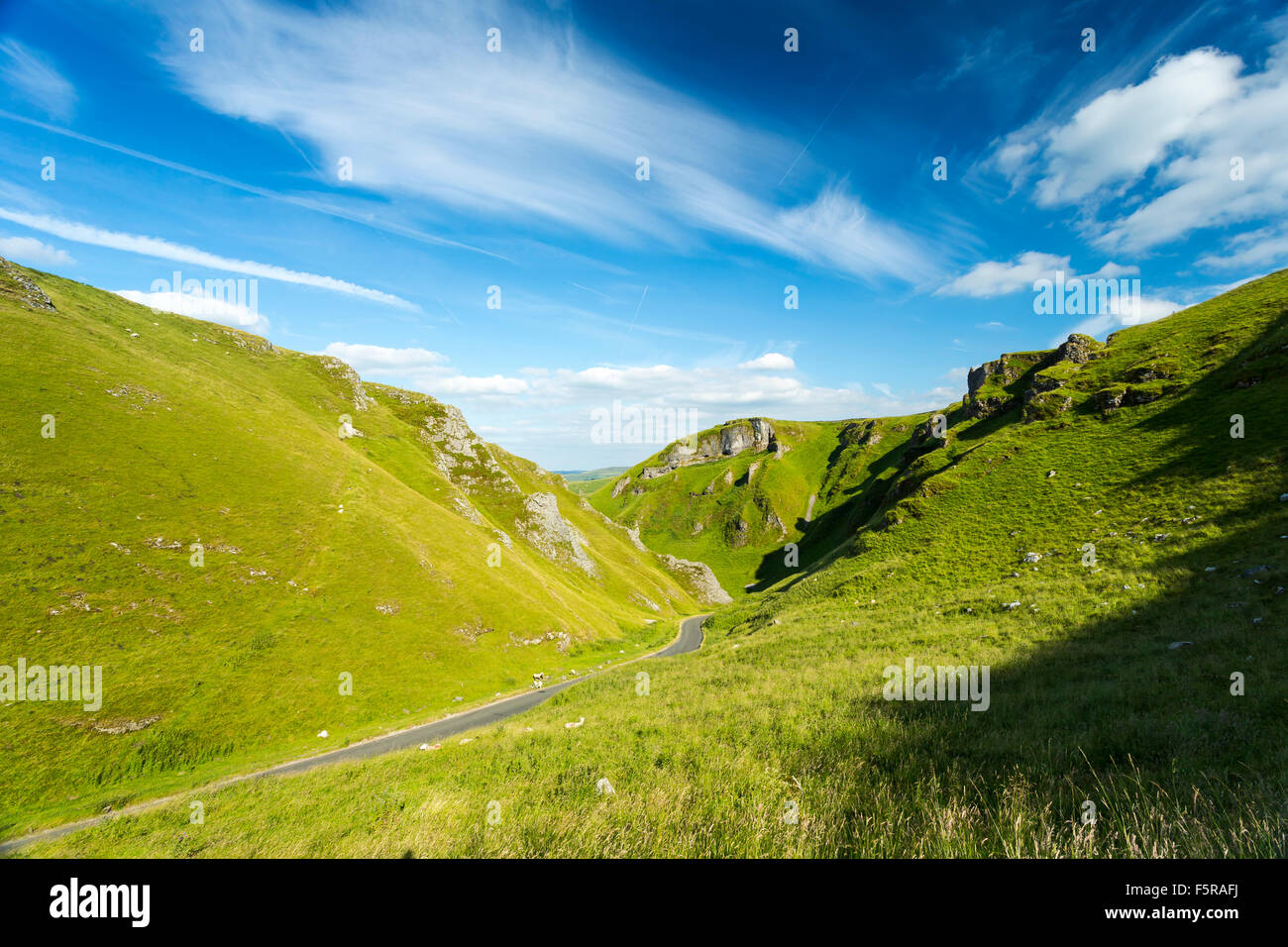 Winnats Pass, Parco Nazionale di Peak District, Derbyshire, England, Regno Unito Foto Stock