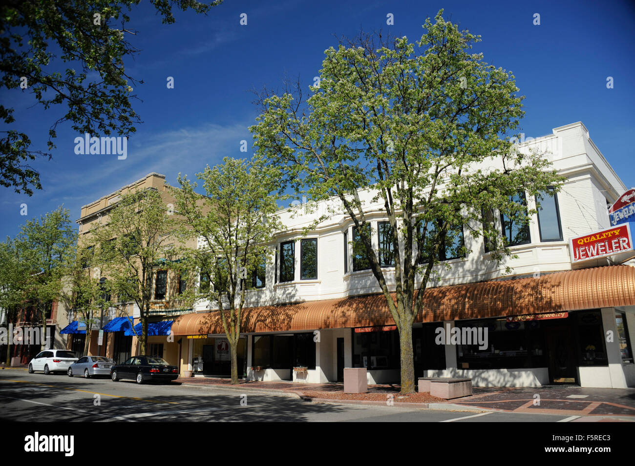 Washington Street a Columbus, Indiana Foto Stock