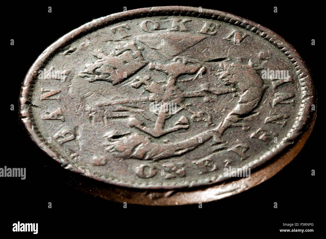 1852 banca canadese in Canada superiore un penny token coin Foto Stock