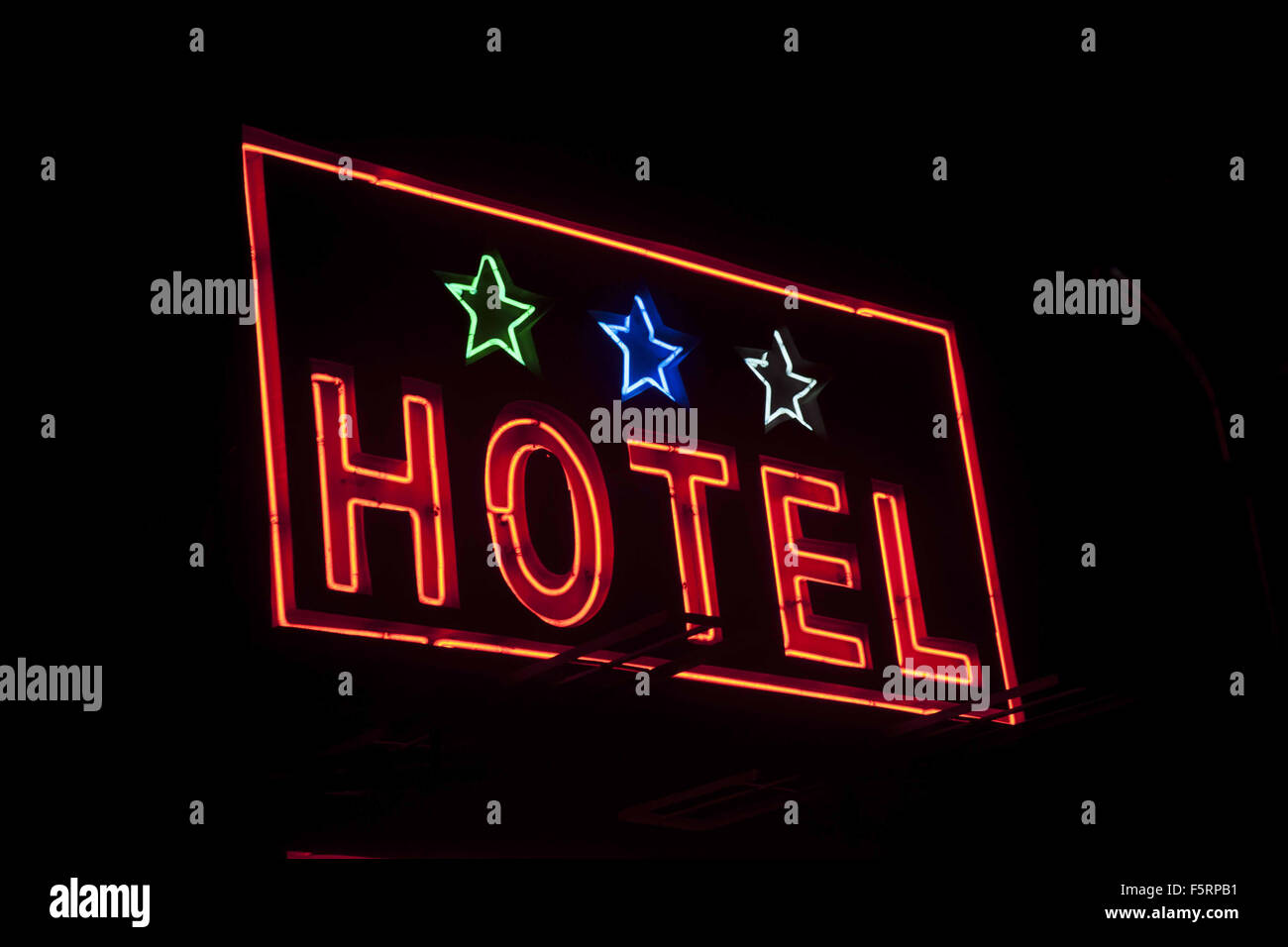 Neon segno hotel, paharganj, delhi, india, asia Foto Stock