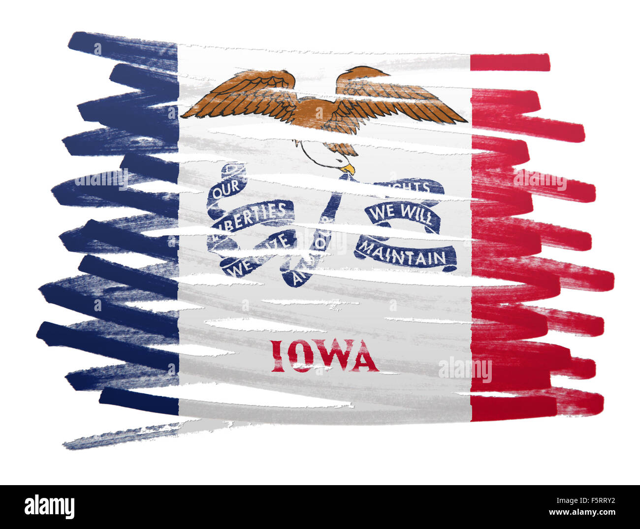 Bandiera illustrazione fatta con la penna - Iowa Foto Stock