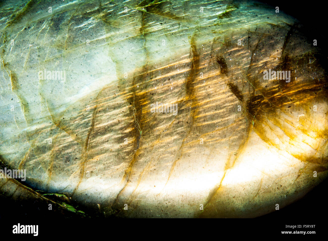 Close-up di African appariscente di labradorite pietra minerale in studio di impostazione Foto Stock