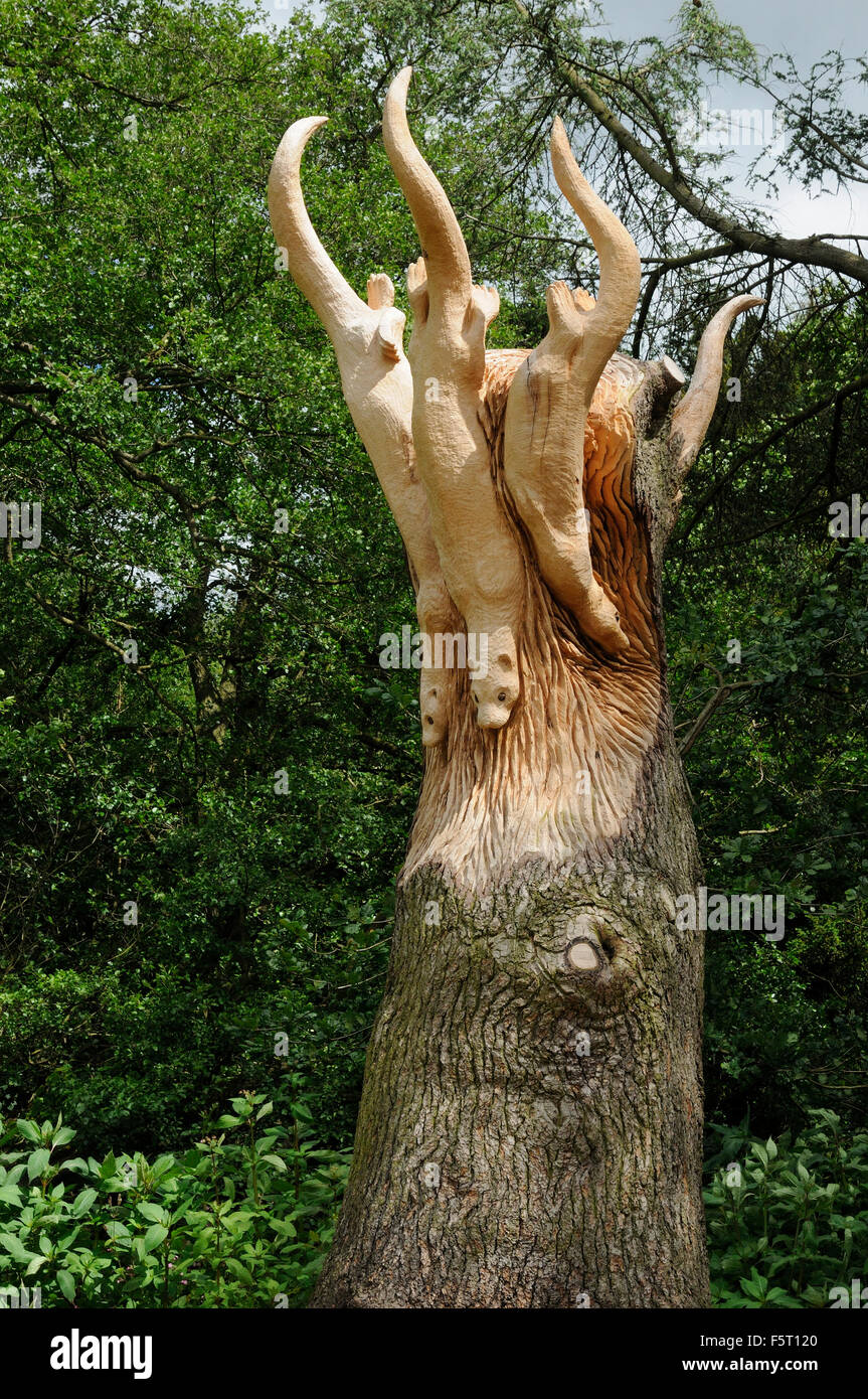 Otter Tree scultura, Trentham Gardens, Staffordshire Foto Stock