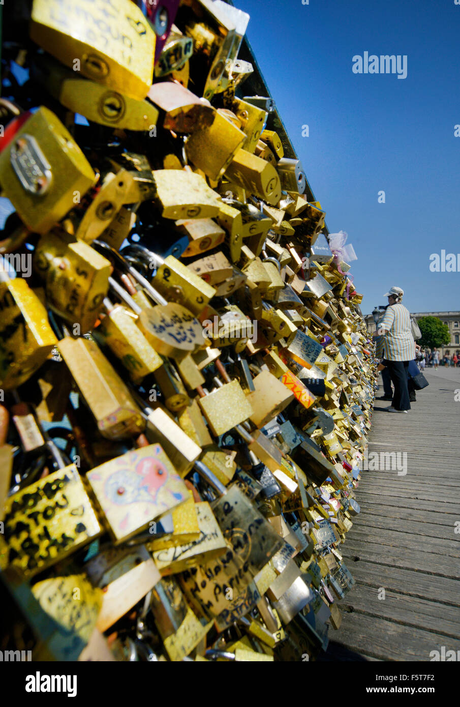 Ponte di serrature, Parigi,Francia,Pont de arts,l'Amore,francese,Lucchetti,ottone, Foto Stock