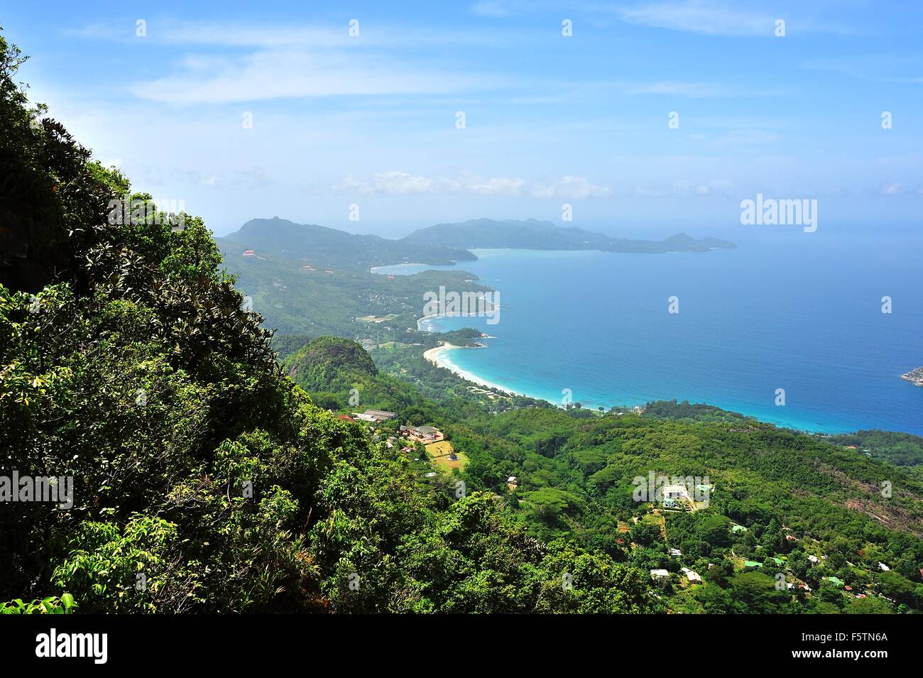 Vista da Morne Blanc, Isola di Mahe, Seicelle Foto Stock