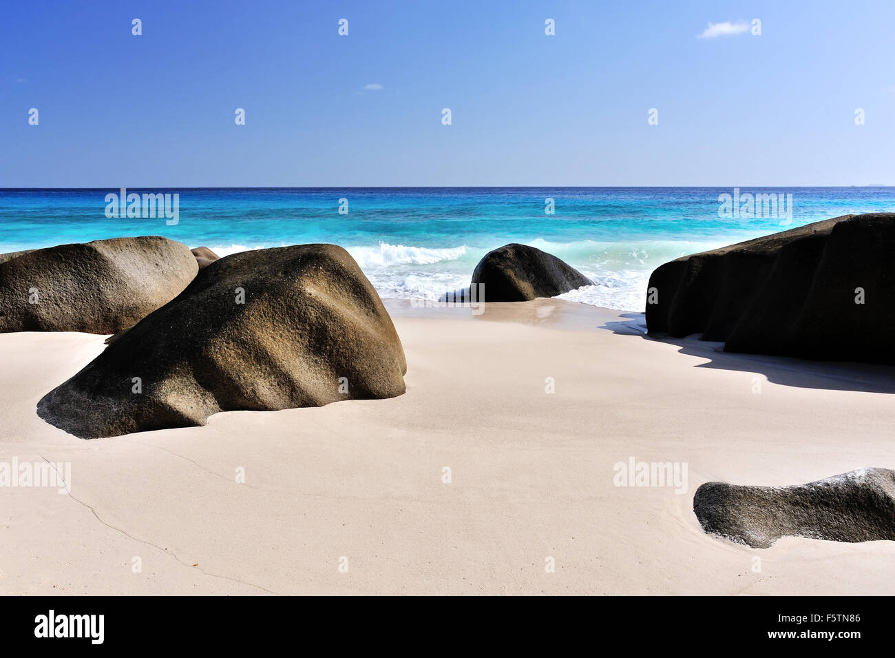 Spiaggia Machabée, Isola di Mahe, Seicelle Foto Stock