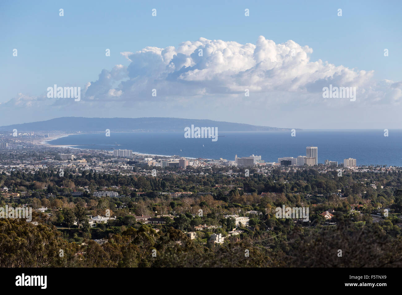 Baia di Santa Monica cima vista in Los Angeles, California. Foto Stock