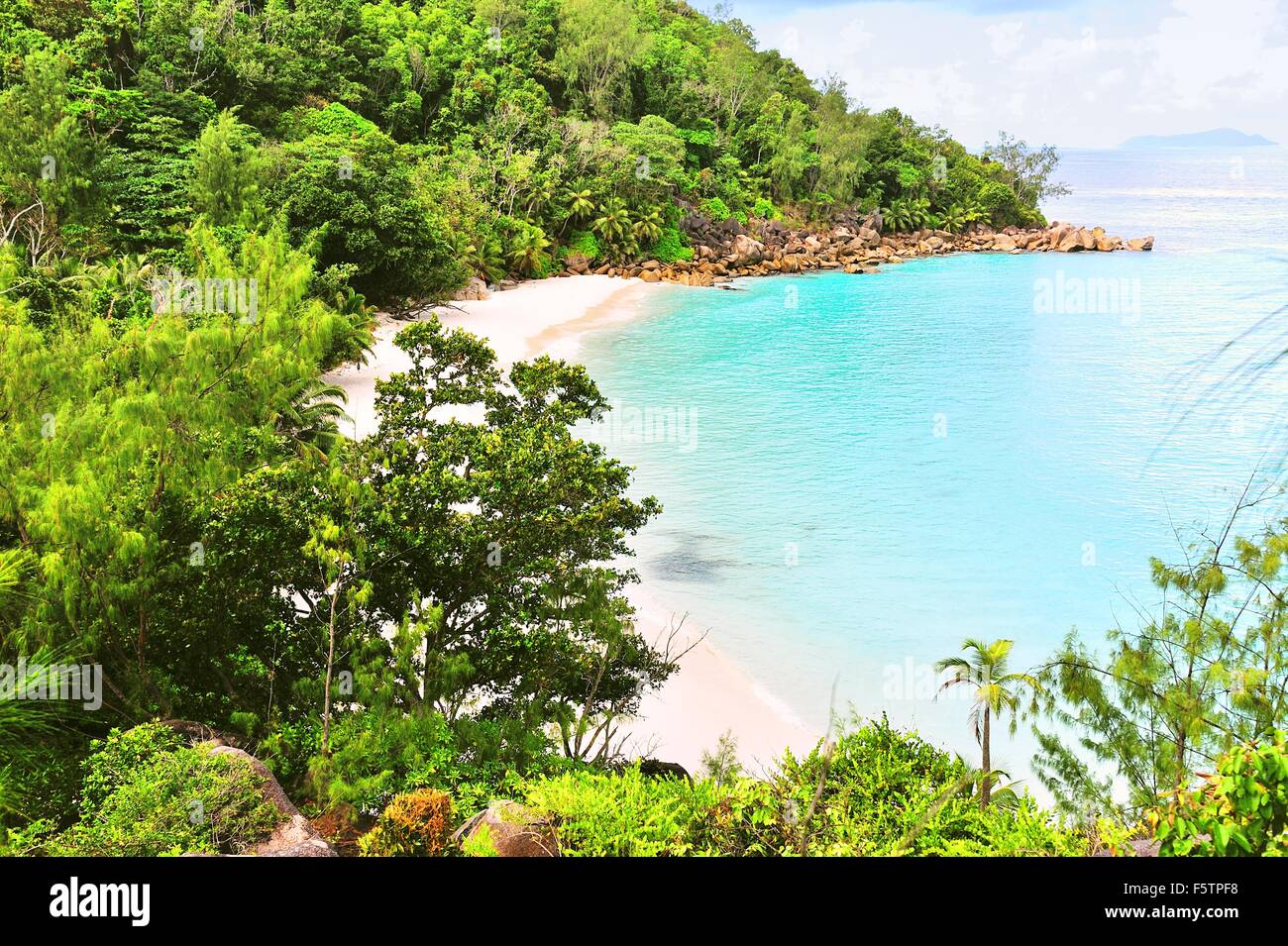 Spiaggia di Anse Georgette, Isola di Praslin, Seicelle Foto Stock