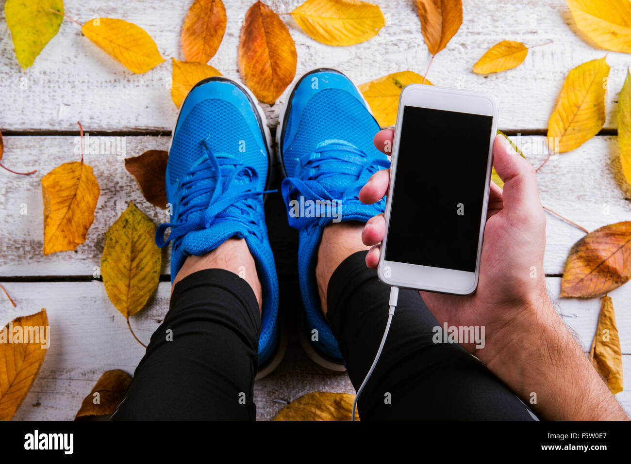 Runner lacci delle scarpe di legatura Foto Stock