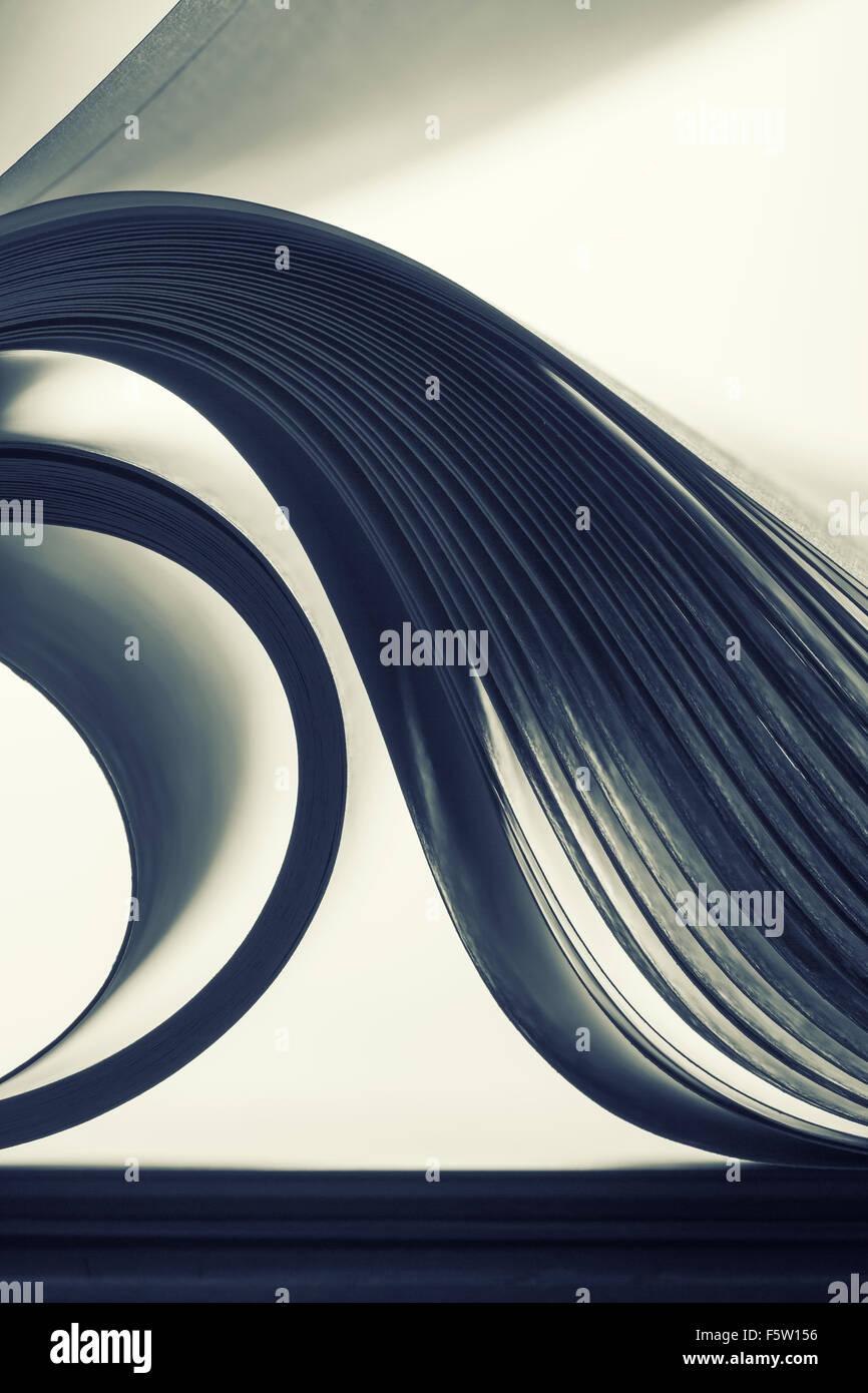 Vista macro di astratta curve della carta Foto Stock