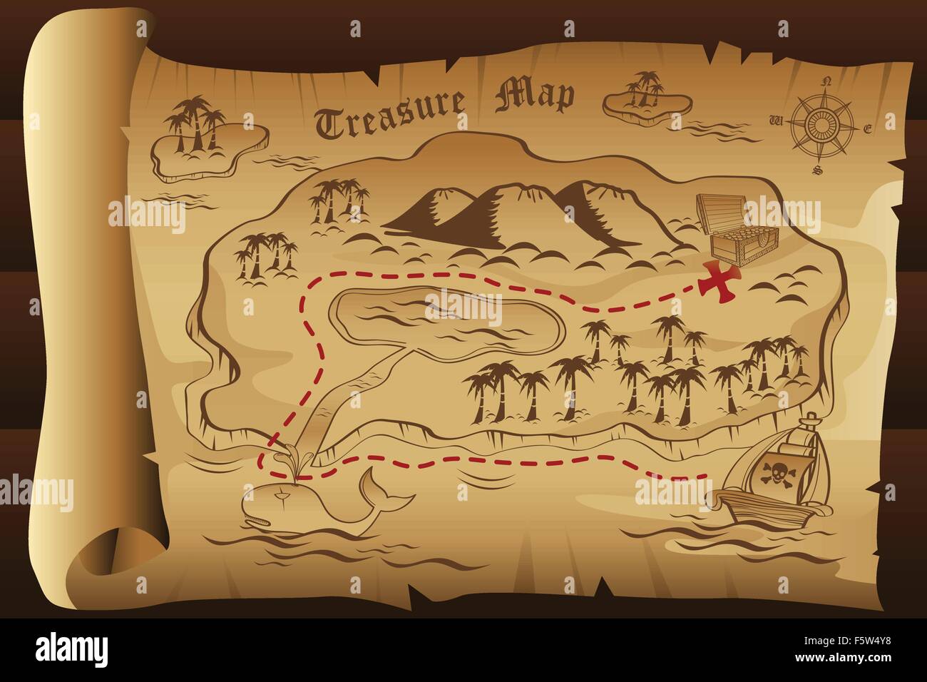 Una illustrazione vettoriale del tesoro mappa Illustrazione Vettoriale