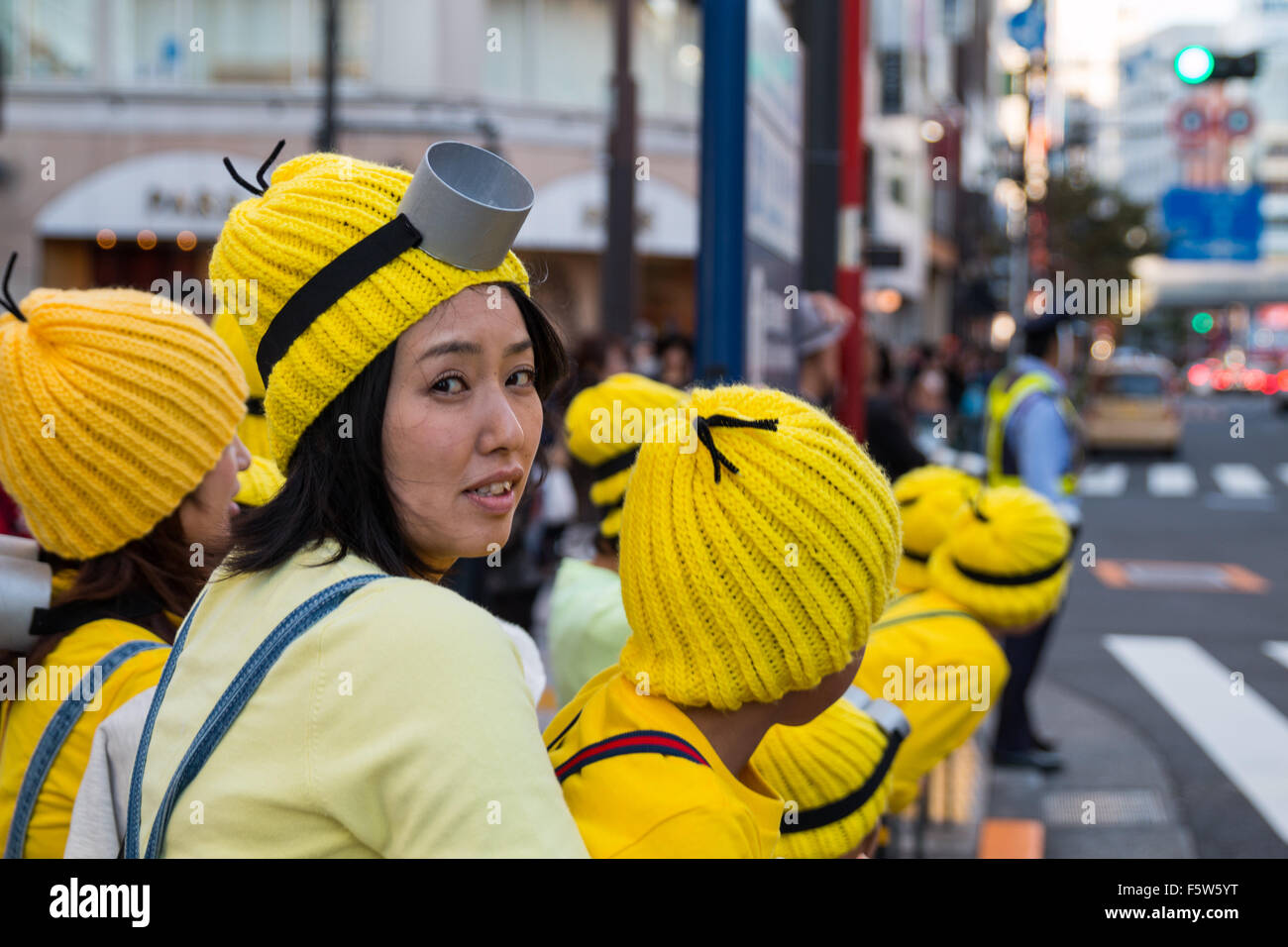 Minion vestito giapponese onorevoli a Holloween parade di Tokyo Foto Stock