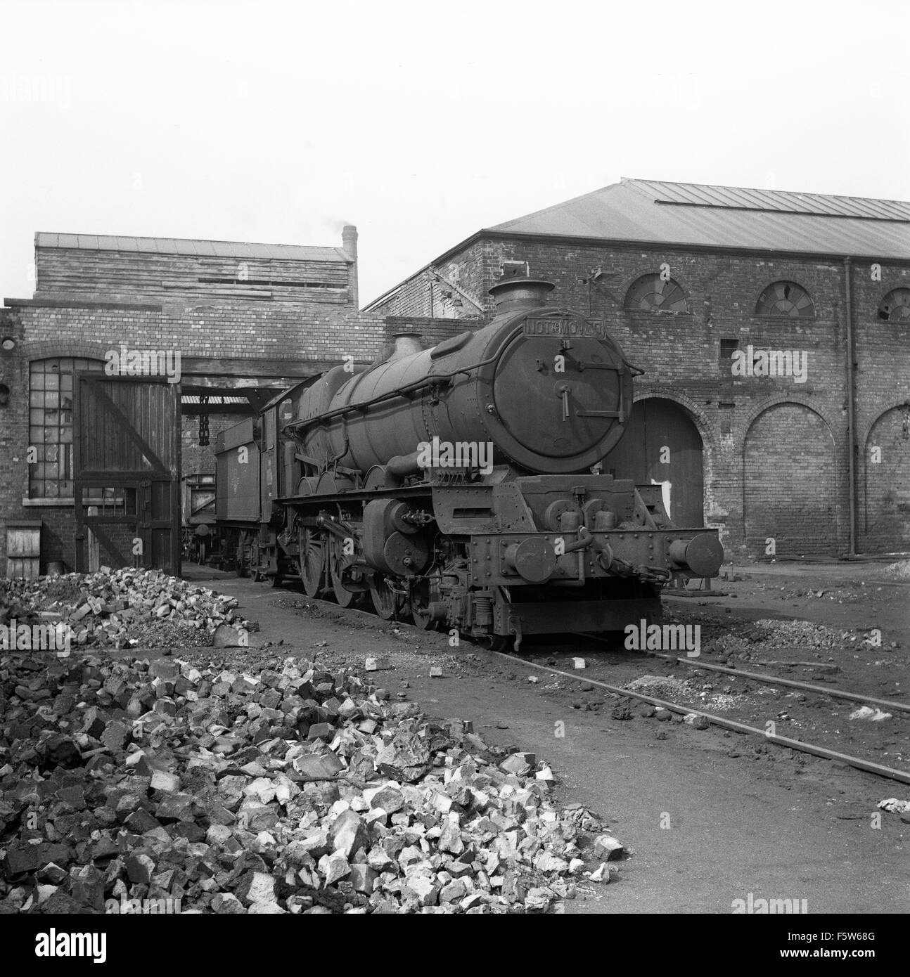 La British Rail locomotiva a vapore a Wolverhampton capannoni 1967 Foto Stock