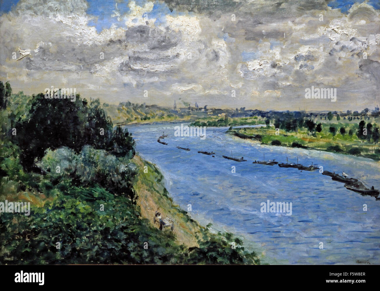 Chalands sur la Seine - chiatte sul thé Senna 1869 Pierre Auguste Renoir 1841-1919 il francese in Francia Foto Stock