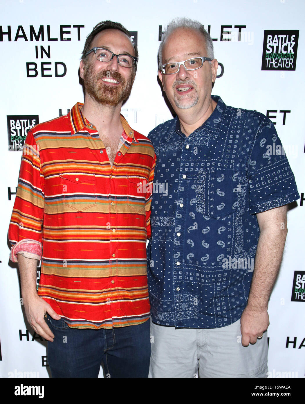 Serata di apertura per la frazione di letto a Rattlestick Drammaturgia Teatro - Partenze. Dotato di: David Clemente, Doug Wright dove: la città di New York, New York, Stati Uniti quando: 11 Set 2015 Foto Stock