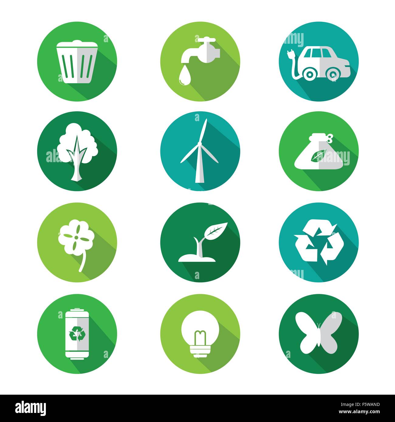 Una illustrazione vettoriale di go green set di icone Illustrazione Vettoriale