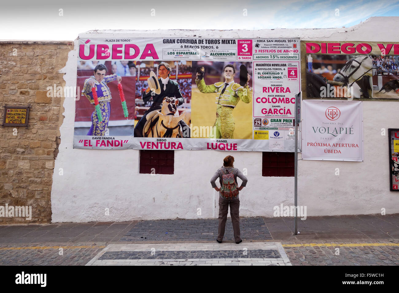 Annuncio marketing pubblicità bull lotta in Ubeda Andalusia Spagna Foto Stock