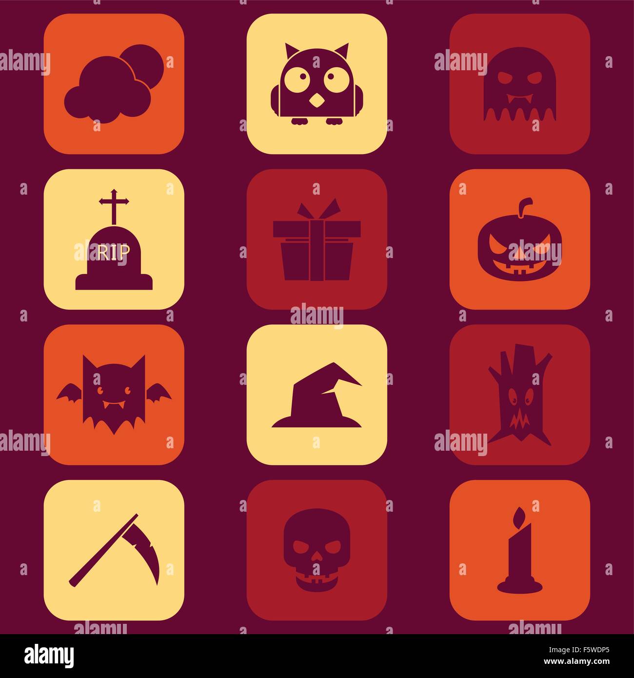 Una illustrazione vettoriale di icone di Halloween Illustrazione Vettoriale