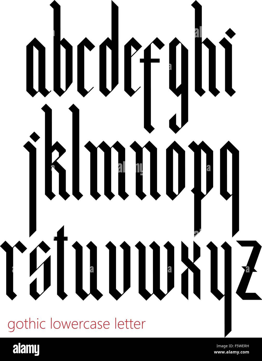 Blackletter moderno font gotico. Illustrazione Vettoriale