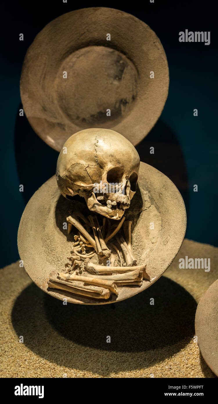 Un bambino scheletro in museo di Teotihuacán in Messico Foto Stock