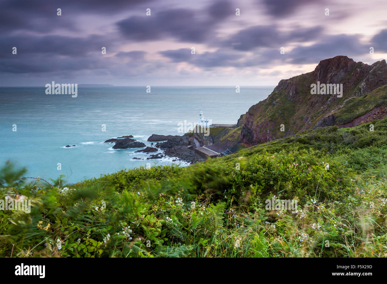 Hartland Point Lighthouse, North Devon, Inghilterra, Regno Unito, Europa. Foto Stock