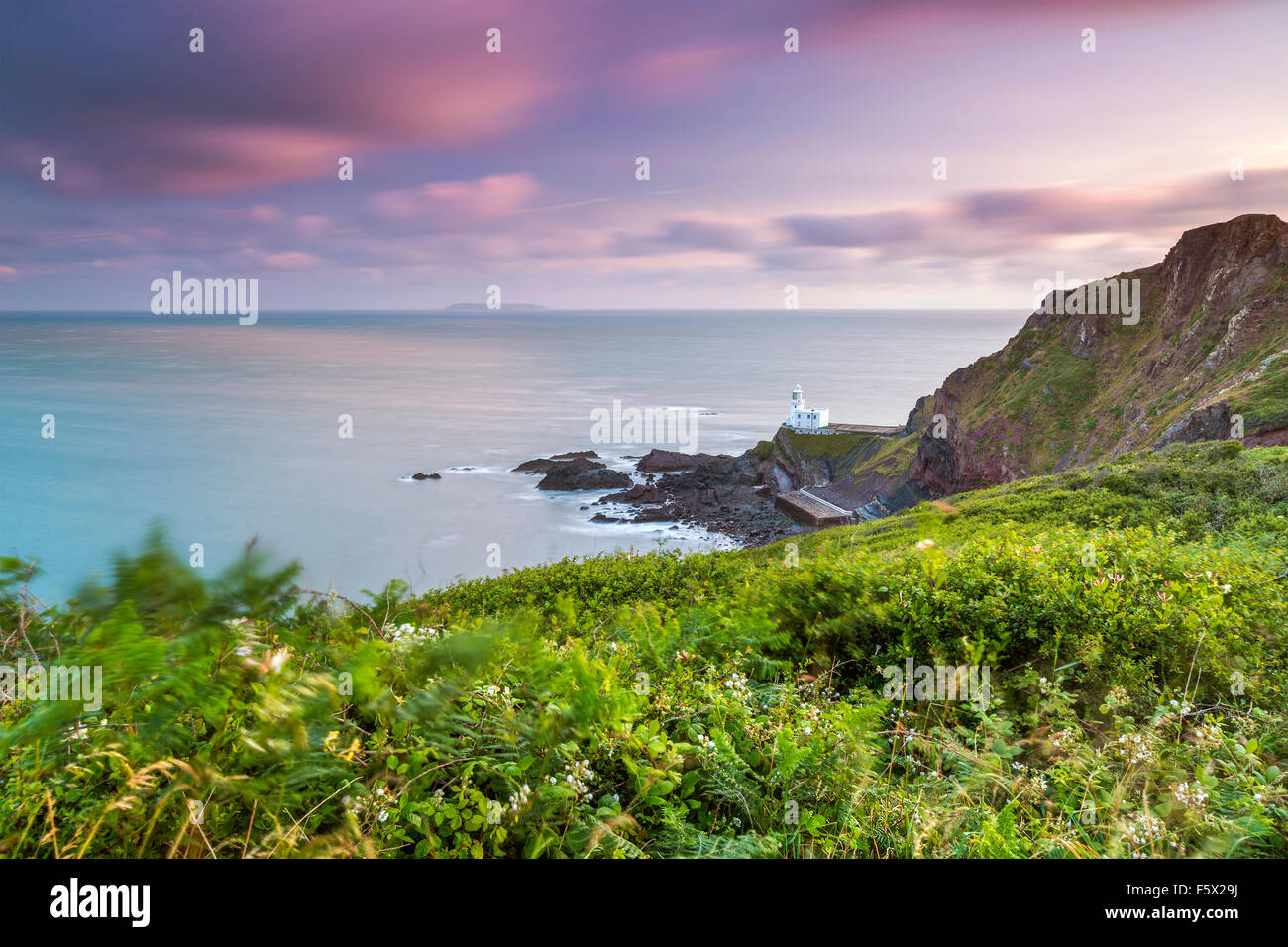 Hartland Point Lighthouse, North Devon, Inghilterra, Regno Unito, Europa. Foto Stock