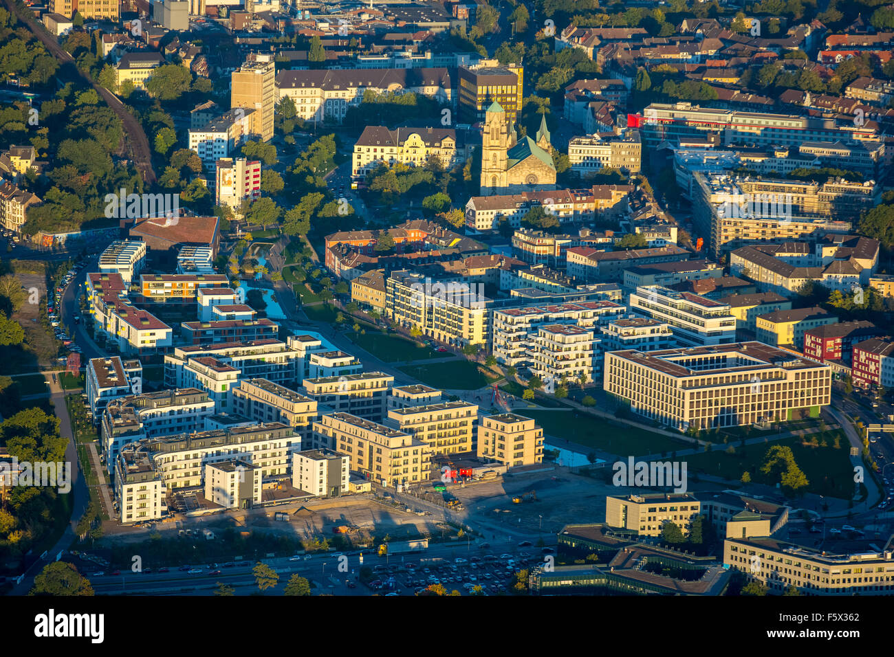 Green Center Essen, quartiere universitario, Essen, la zona della Ruhr, Renania settentrionale-Vestfalia, Germania, Europa, vista aerea, uccelli-occhi vista, Foto Stock