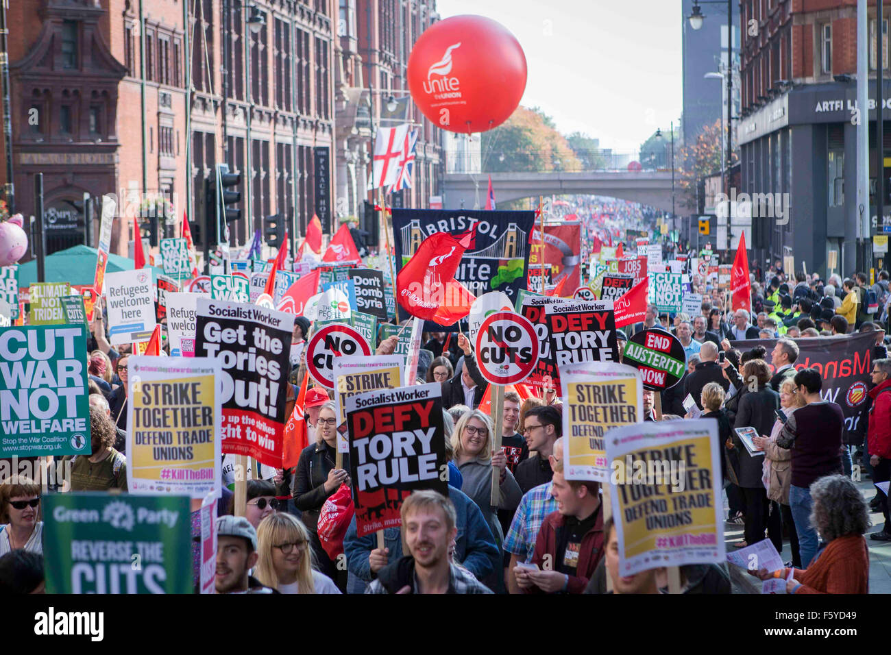 Manchester anti-austerità rally di protesta Foto Stock