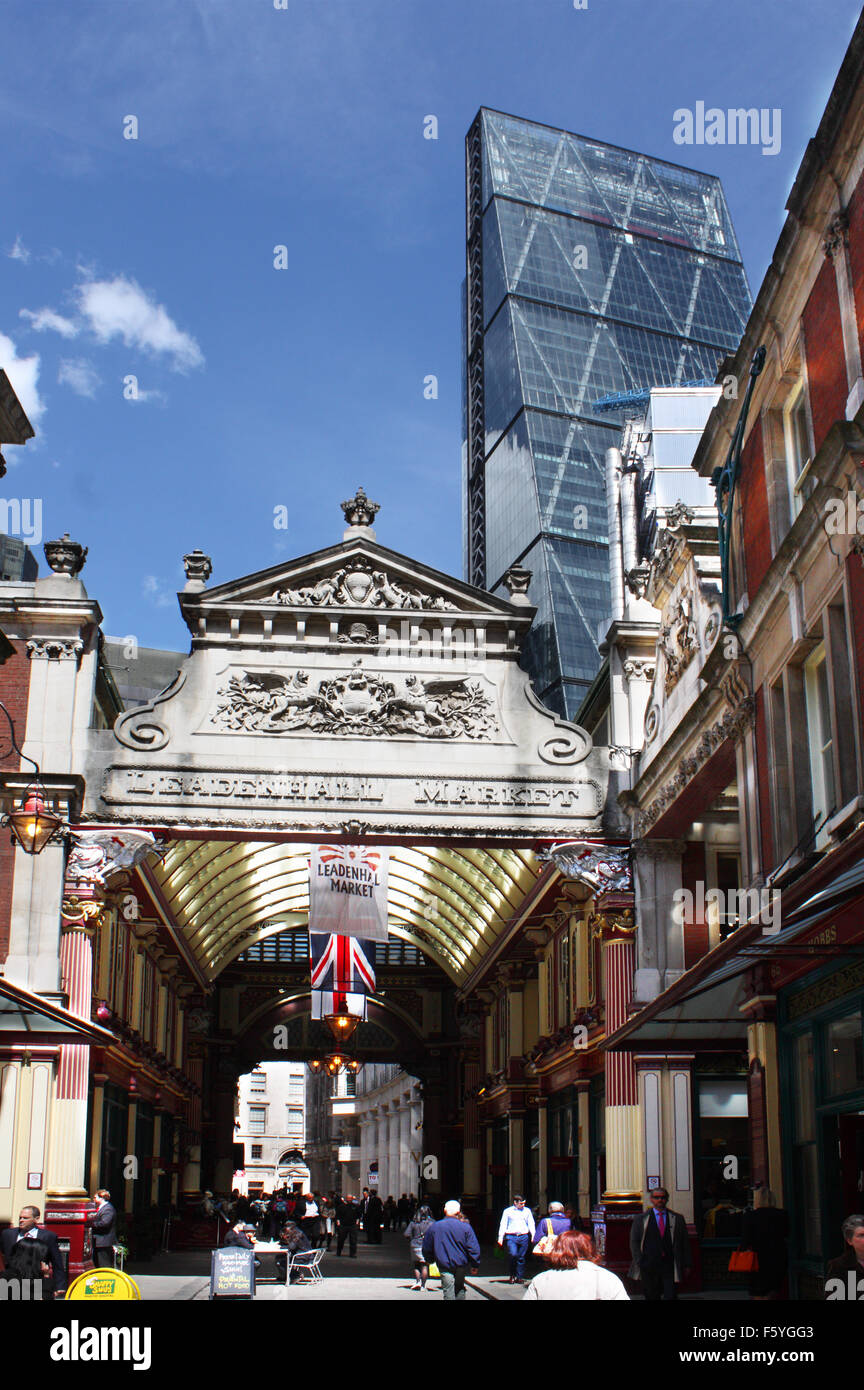 Ingresso alla Sala plumbeo mercato, London, Regno Unito Foto Stock