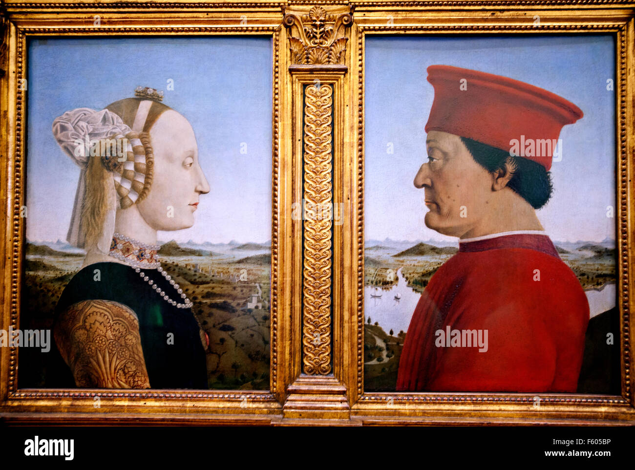 Ritratti di il Duca e la duchessa di Urbino di Piero della Francesca Foto Stock