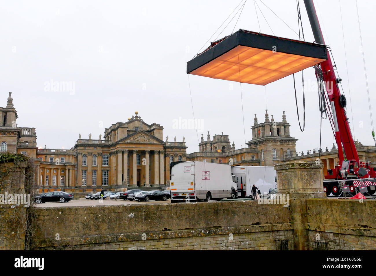 Le riprese del film di James Bond 'pectre" presso il Palazzo di Blenheim, Oxfordshire, Gran Bretagna 11.02.15 Foto Stock