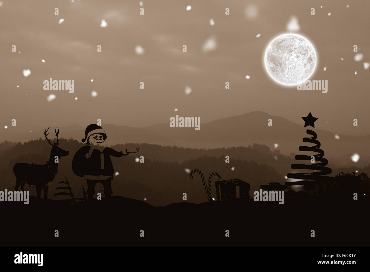 Immagine composita della scena di natale silhouette Foto Stock