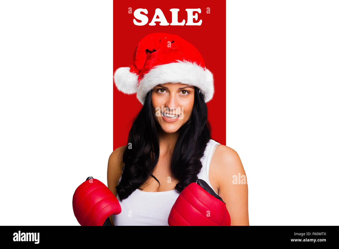 Immagine composita della donna che indossa red guantoni da pugilato Foto Stock