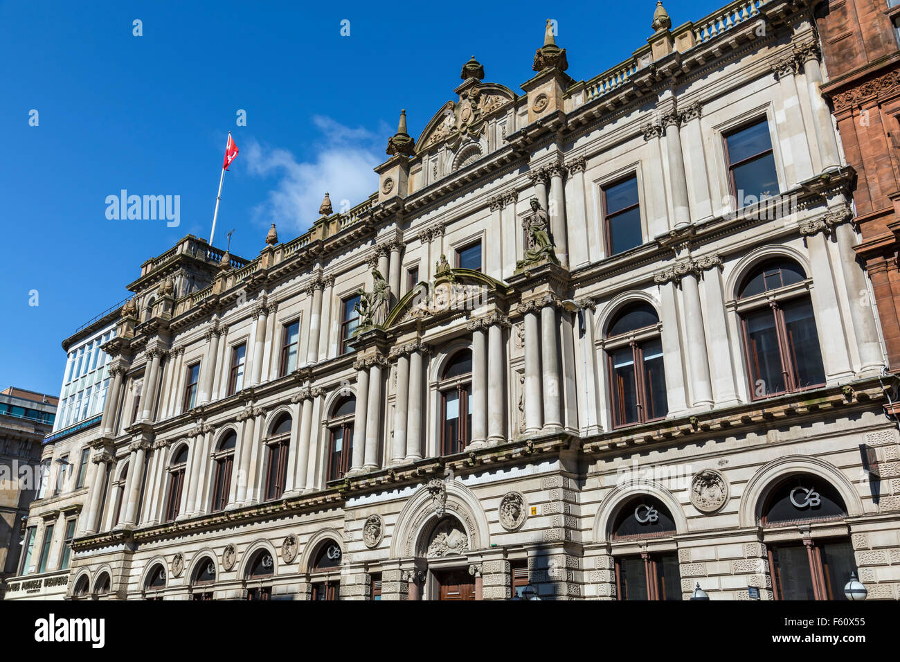 La facciata della banca di Clydesdale Sede su Saint Vincent posto nel centro della città di Glasgow, Scotland, Regno Unito Foto Stock
