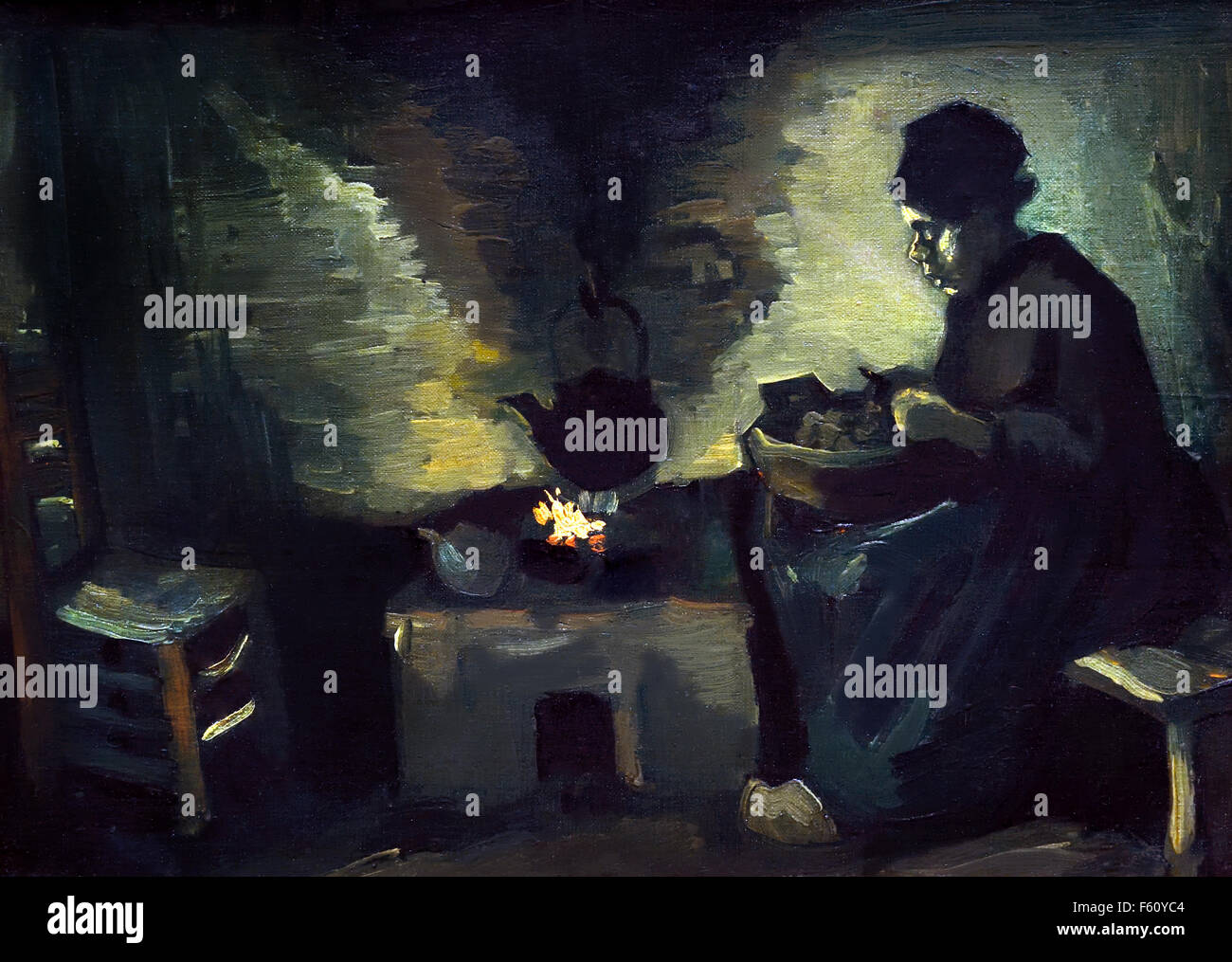 Paysanne près de l'âtre - Contadino vicino al focolare 1885 Vincent van Gogh 1853-1890 olandese Nei Paesi Bassi Foto Stock