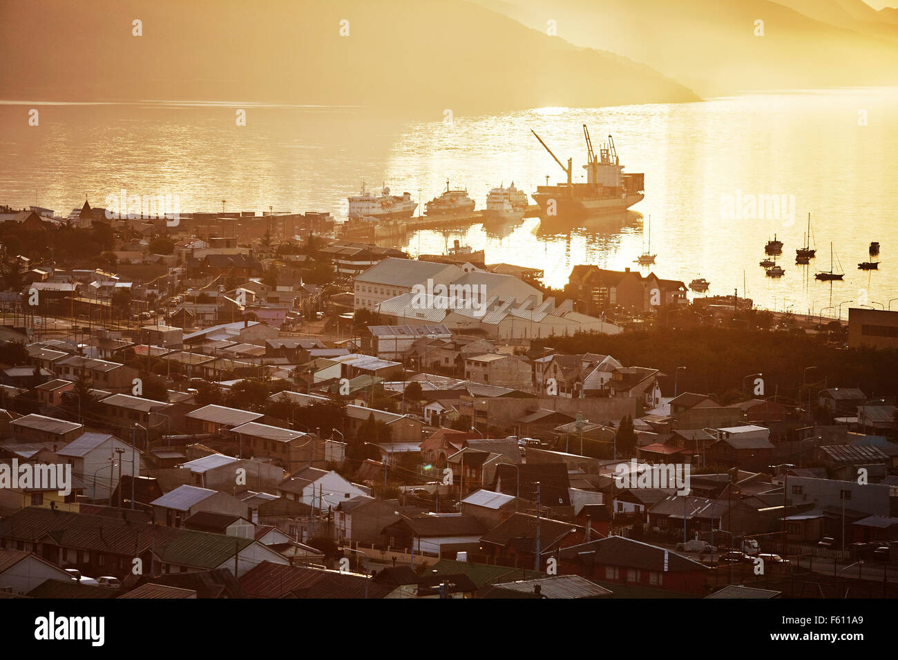 Porto di Ushuaia, Tierra del Fuego, Argentina Foto Stock