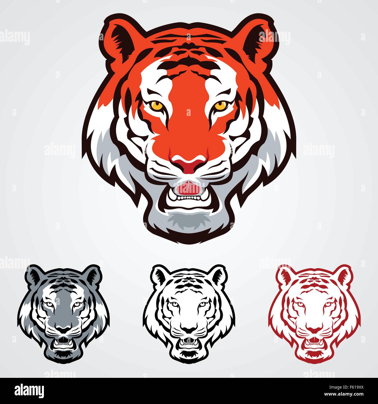 Una illustrazione vettoriale di tiger icone di testa Illustrazione Vettoriale