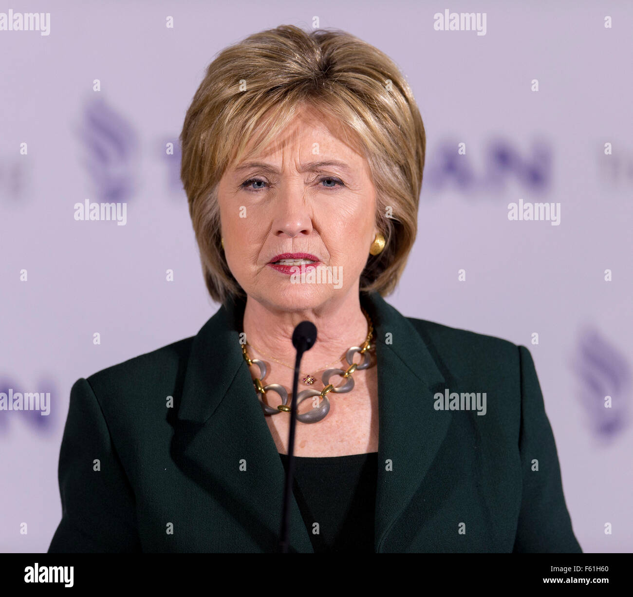 Derry, New Hampshire, Stati Uniti d'America. 10 Novembre, 2015. Il candidato presidenziale HILLARY CLINTON parla a un progetto di Truman veterani Tavola Rotonda presso la sala VFW. Credito: Brian Cahn/ZUMA filo/Alamy Live News Foto Stock