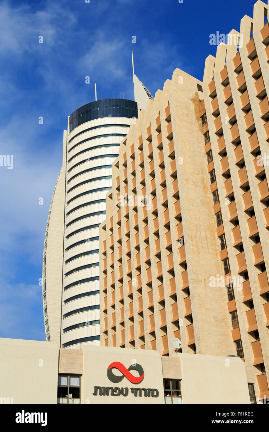 La torre di Vela & Yitzhak Rabin Government Complex, porto di Haifa, Israele Foto Stock