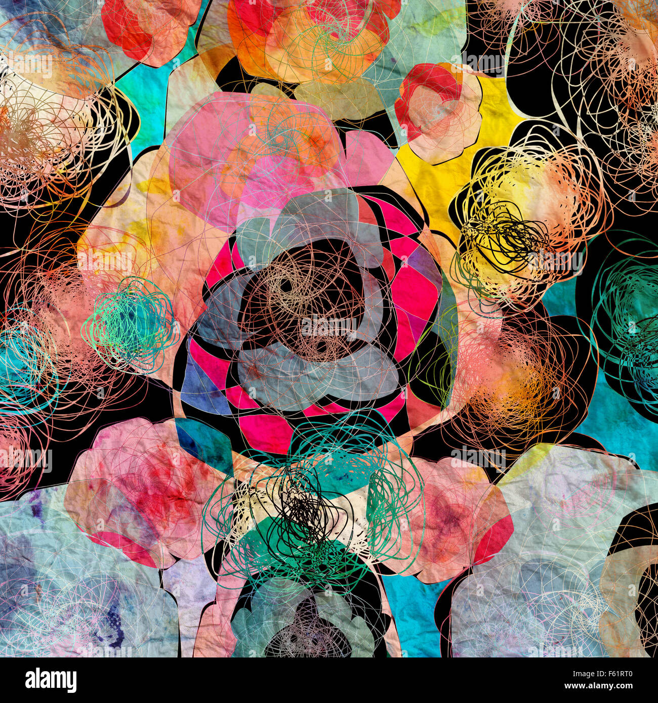 Luminose colorate modello astratto di elementi ondulati Foto Stock