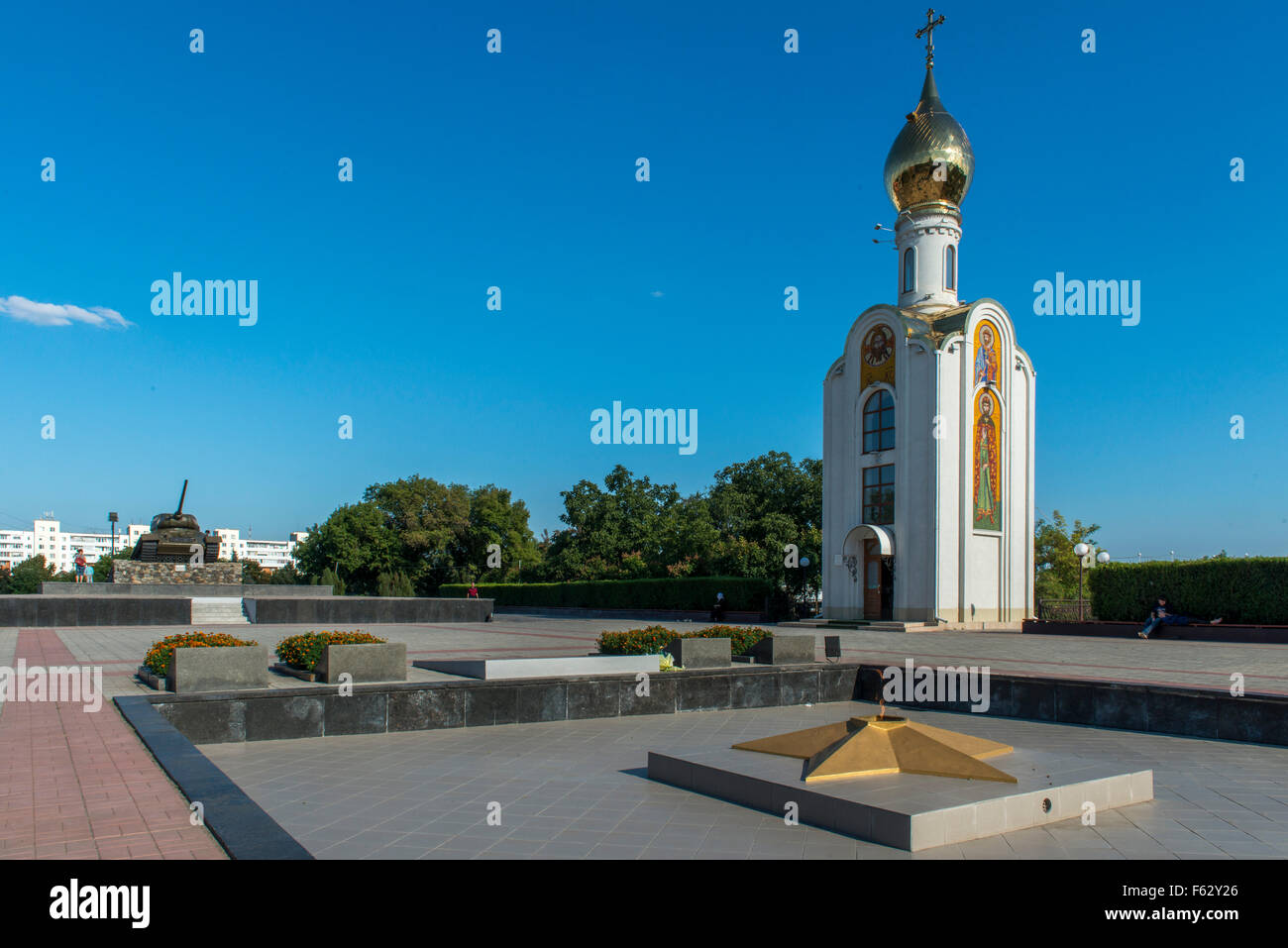 Unknown Soldier Memorial & Cappella, Tiraspol Foto Stock
