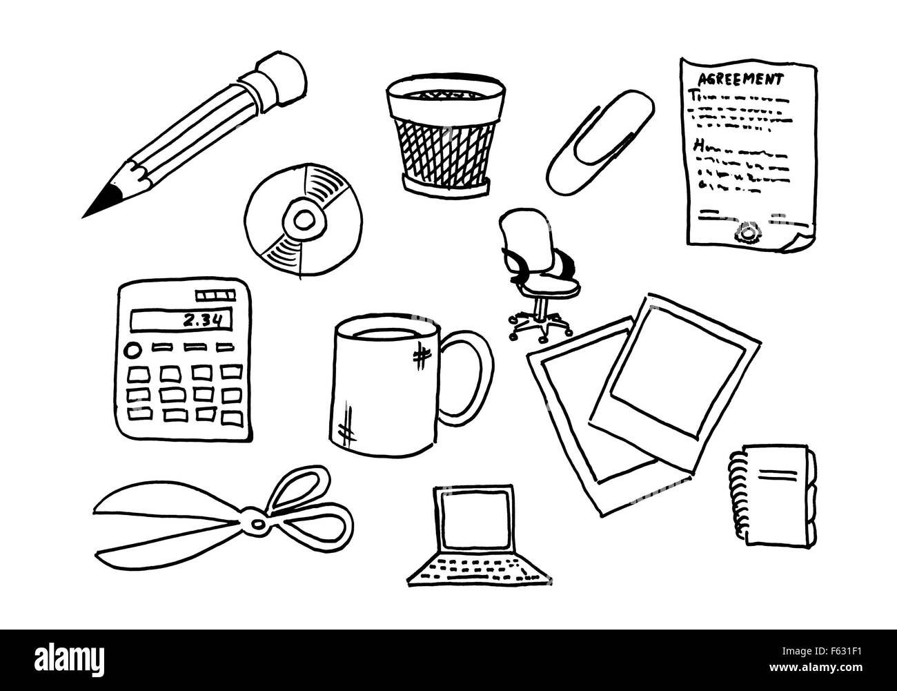 Office stuff schizzi Foto Stock