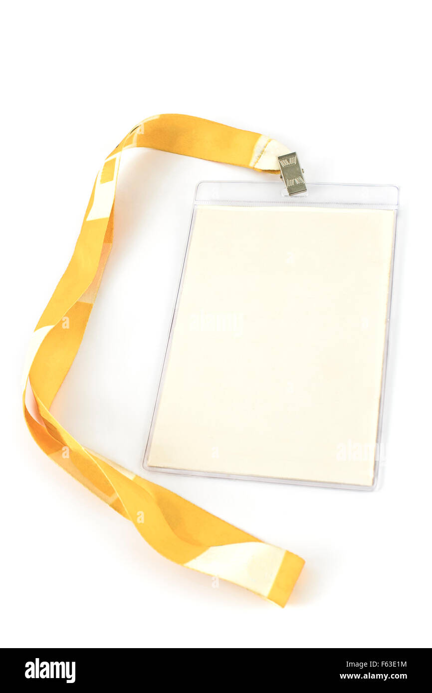Blank scheda ID tag isolato su bianco Foto Stock